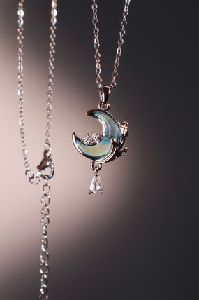 Blue Moonstone Rose Moon Necklace