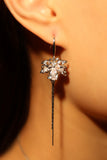 Platinum Plated Diamond Maple Leaves Earrings