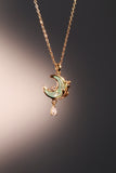 18K Real Gold Plated Blue Moonstone Rose Moon Necklace