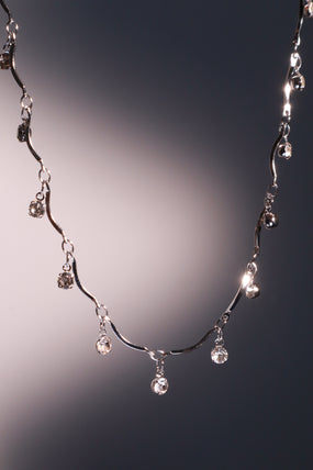 Platinum Plated Pole Star Wave Layer Necklace