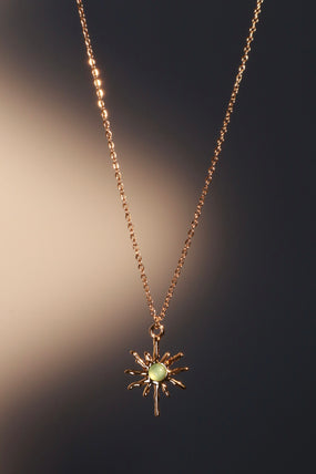 18K Real Gold Plated Pole Star Wave Layer Necklace