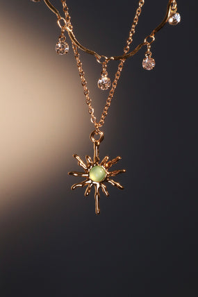 18K Real Gold Plated Pole Star Wave Layer Necklace