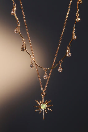 18K Real Gold Plated Pole Star Wave Layer Necklace