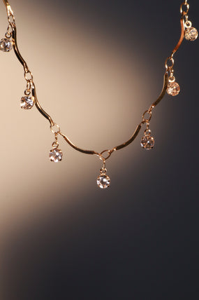 18K Real Gold Plated Pole Star Wave Layer Necklace