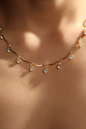 18K Real Gold Plated Pole Star Wave Layer Necklace