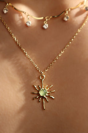 18K Real Gold Plated Pole Star Wave Layer Necklace