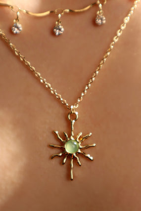 18K Real Gold Plated Pole Star Wave Layer Necklace