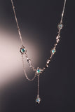 Platinum Plated Multi Opal Dangle Necklace