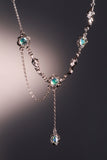 Platinum Plated Multi Opal Dangle Necklace