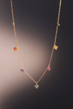 18K Gold Vermeil Color Gem Lucky Leaf Necklace