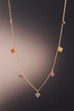 18K Gold Vermeil Color Gem Lucky Leaf Necklace