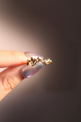 14K Real Gold Plated Multi Diamond Star Ring