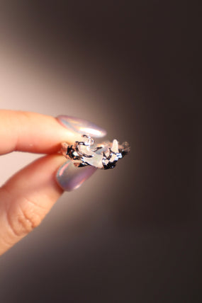 White Moonstone Moon Ring