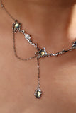 Platinum Plated Multi Opal Dangle Necklace
