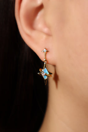18K Real Gold Plated Blue Saturn Star Earrings