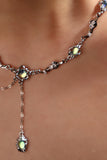 Platinum Plated Multi Opal Dangle Necklace