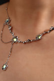 Platinum Plated Multi Opal Dangle Necklace