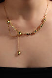 18K Real Gold Plated Multi Opal Dangle Necklace