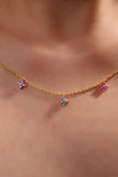 18K Gold Vermeil Color Gem Lucky Leaf Necklace
