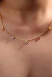 18K Gold Vermeil Color Gem Lucky Leaf Necklace