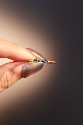 Gold Plated Blue Gem Wave Ring