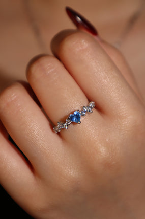 Blue Gem Heart Ring