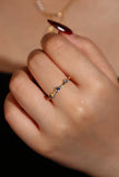 Gold Plated Blue Gem Wave Ring