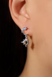 Platinum Plated Moon Pole Star Earrings