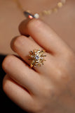 18K Gold Stainless Steel Spinning Diamond Sun Ring