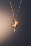 18K Real Gold Plated White Rose Moon Necklace