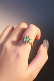 18K Gold Stainless Steel Spinning Blue Opal Ring