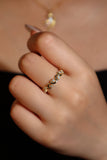14K Real Gold Plated Multi Diamond Moon Star Ring