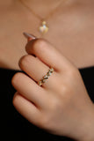 14K Real Gold Plated Multi Diamond Moon Star Ring