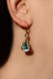 14K Real Gold Plated Blue Gem Sector Droplet Earrings