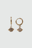 18K Gold Stainless Steel Diamond Saturn Star Hoop Earrings