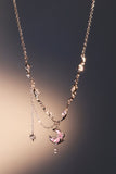 Palladium White Gold Plated Sparkle Rose Moon Necklace