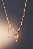 18K Real Gold Plated Sparkle Rose Moon Necklace