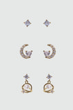 6 Pcs Saturn Pearl + Moon Earrings Bundle