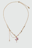 18K Real Gold Plated Sparkle Rose Moon Necklace