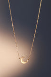 18K Real Gold Plated Diamond Shell Moon Necklace