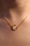 18K Real Gold Plated Diamond Shell Moon Necklace