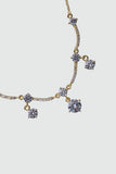 14K Real Gold Plated Curved Diamond Wave Necklace