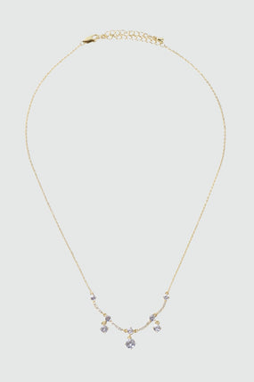14K Real Gold Plated Curved Diamond Wave Necklace
