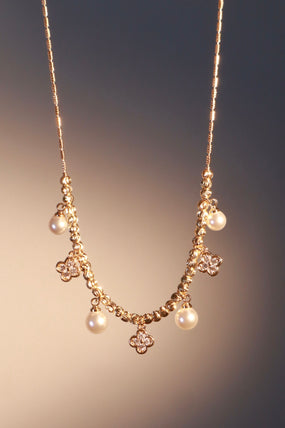 14K Real Gold Plated Lucky Pearl Beads Necklace