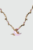 18K Real Gold Plated Pink Natural Shell Moon Necklace