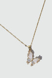 18K Real Gold Plated Crystal Butterfly Pendant Necklace
