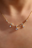 14K Real Gold Plated Curved Diamond Wave Necklace