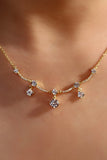 14K Real Gold Plated Curved Diamond Wave Necklace