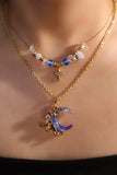 18K Real Gold Plated Gradient Blue Moon Necklace