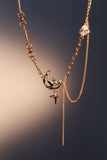 18K Real Gold Plated Blue Gem Moon Star Necklace